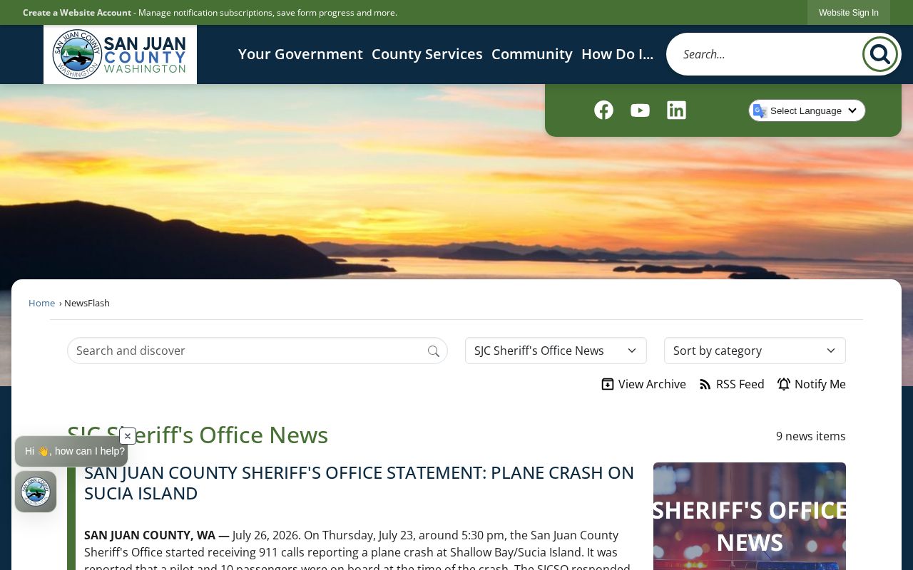 San Juan County Sheriff's Office News archive for official incident records