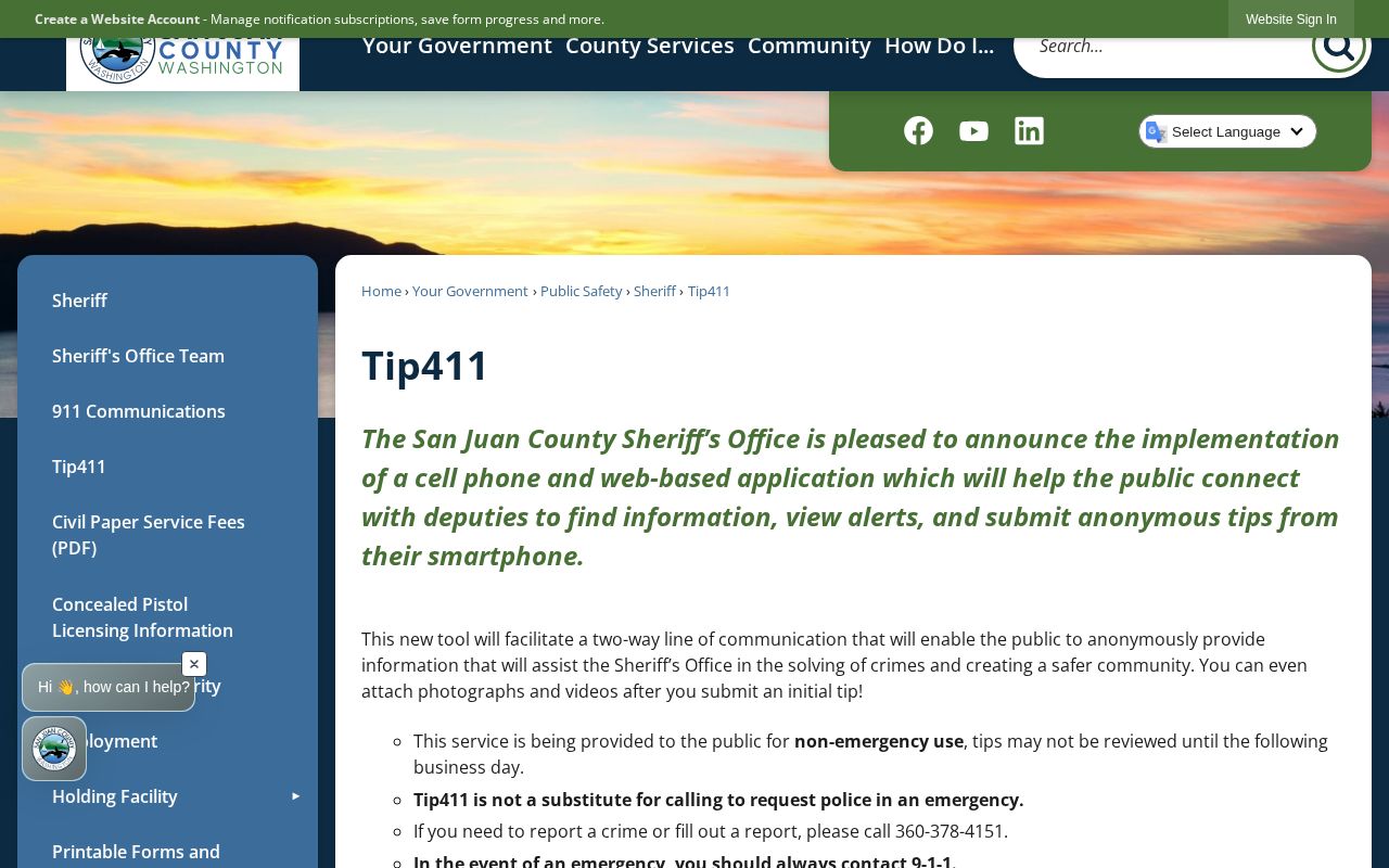 San Juan County tip411 official non-emergency warrant-tip and alert service